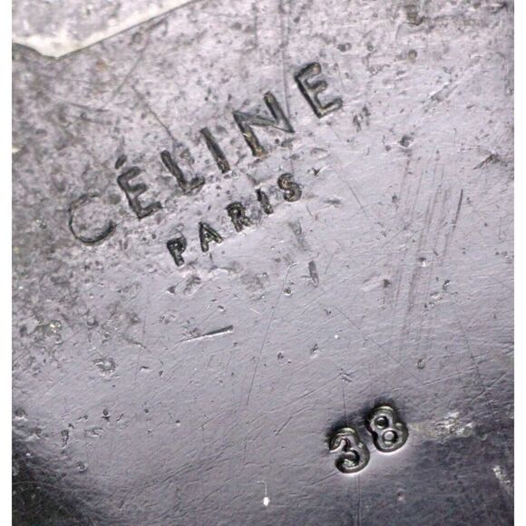 CELINE PATENT BLACK GENUINE LEATHER LOW HEEL ROUND TOE SLIP ON LOAFER SHOES 38 - Picture 10 of 10